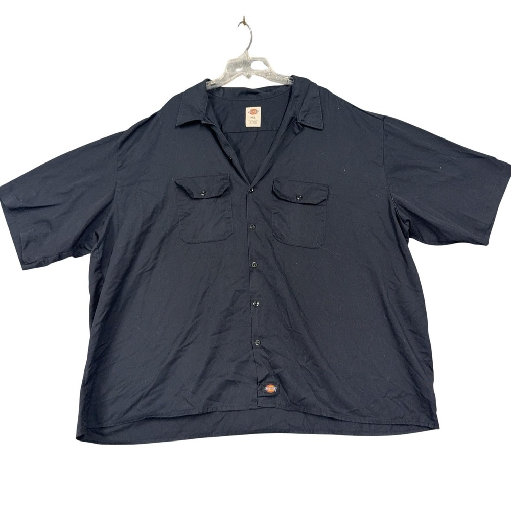 Dickies Shirt Mens 5XL Black Short Sleeve Button Up Workwear Twill Big Tall